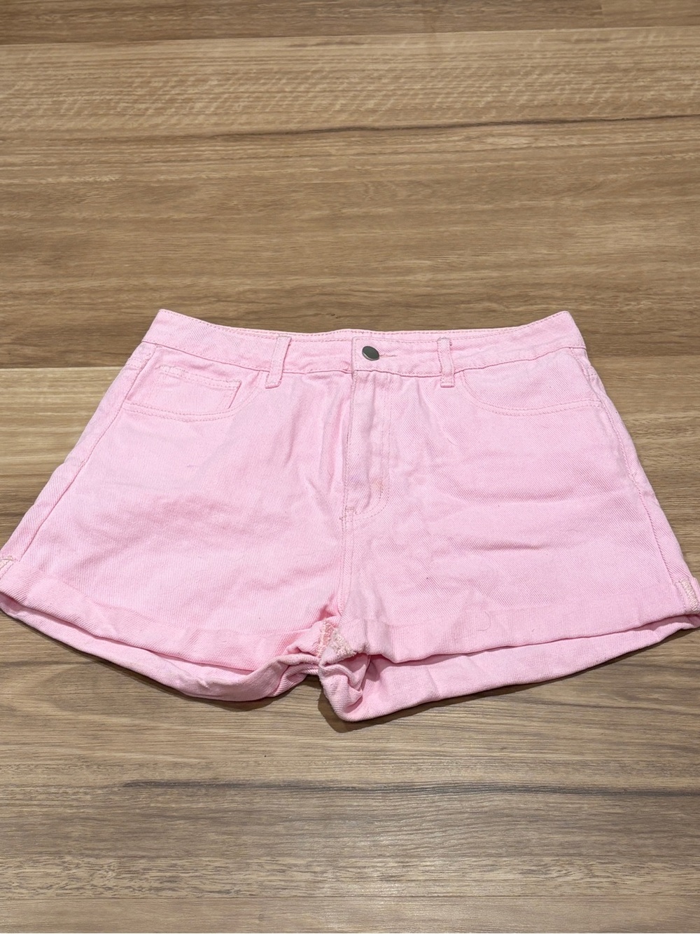 Pink High-Rise Cotton Blend Women's Shorts